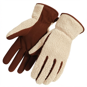 Gants d'hiver en cuir de mouton pour femmes, doublure polaire thermique, compatibles écran tactile, coupe-vent pour sports de plein air - Product Image 1