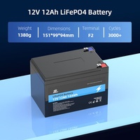 Batterie rechargeable Melasta 12V 12Ah LiFePO4 3000 cycles avec protection BMS intégrée pour l'éclairage solaire, les détecteurs de poissons, les scooters
