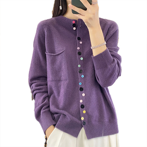 New Style Color Button Design Crew Neck Knitwear <b>Women</b> Fashion Loose Pullover Sweater <b>Warm</b> Cardigan Inner Wear <b>Top</b> - Product Image 3