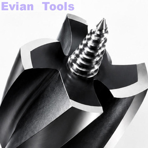 Evian Tools Punte <span class=keywords><strong>per</strong></span> Trapano a Spirale <span class=keywords><strong>per</strong></span> Legno con Attacco da 1/4, a 4 Taglienti, <span class=keywords><strong>Punta</strong></span> Autofilettante <span class=keywords><strong>per</strong></span> <span class=keywords><strong>Fori</strong></span> in Legno, Serrature di Porte e Armadi - Product Image 2
