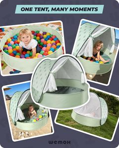 Petite tente de plage légère en polyester, <span class=keywords><strong>piscine</strong></span> 3-en-1, protection solaire UPF 50+, moustiquaire, abri portable d'extérieur pour l'été - Product Image 6