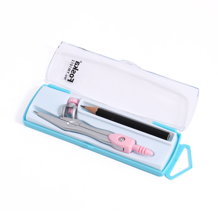 Foska Professional 2 Pieces Precision Metal Math Drafting Compasses and Pencil Set for Geometry with A Clear Box Package