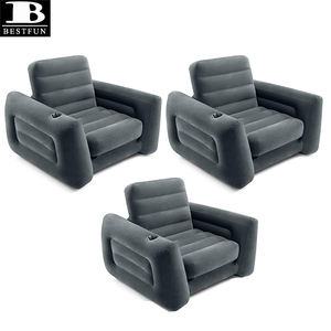 Sillón Inflable Portátil, Sofá Cama Individual con Portavasos, Superficie Aterciopelada, para el Hogar, Aire Libre, Campamento, Películas - Product Image 4