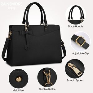 Sac pour ordinateur portable pour femme sac à main en PU sac de travail de bureau porte-documents étanche sac à main d'ordinateur sac à main léger - Product Image 5