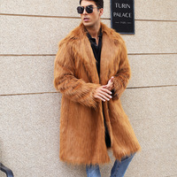 Veste à col de costume pour homme, style européen et américain, en fausse fourrure de renard, épaisse, longue, à motif 3D, en rayonne, modèle transfrontalier très tendance