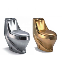 Inodoro de Lujo Moderno de Una Pieza con Doble Descarga y Lavabo con Pedestal, Drenaje S/P-Trap, Cerámica Blanca para Baño