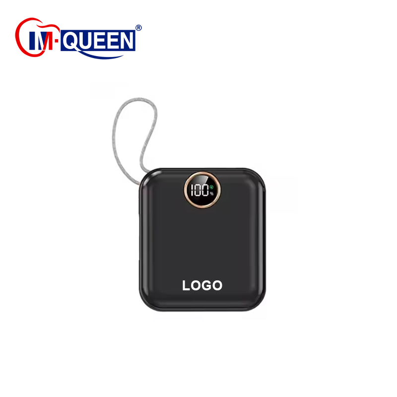 Custom Logo Digital Display Li-Polymer Battery PD 22.5W Ultra Slim 10000mAh Power Bank with Built Cable Portable Fast Charging
