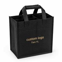 Tas Jinjing Non Woven untuk Anggur, Tas Belanja Personalisasi dengan Sekat dan Pegangan Pendek untuk Kemasan Hadiah Anggur, Logo Custom