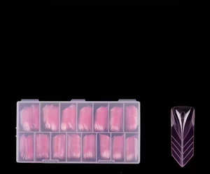 Puntas de Uñas de Gel Suave de Doble Forma, Almendradas Largas, Cuadradas, Curva C, Rosa, con Línea Guía Francesa, Moldes de Extensión, Logotipo OEM - Product Image 6