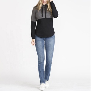 <b>Women's</b> Color Block <b>Cowl</b> <b>Neck</b> Long Sleeve Top Loose Fit Polyester Cotton Blend Breathable <b>Hoodie</b> Sweatshirt - Product Image 6