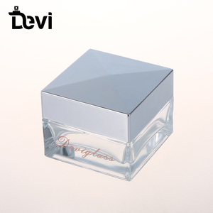 Devi Manufacturer 50ml Square Glass Jars 50g Small Glass Jar With White Plastic Lid