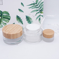 Contenants en verre givré pour crème pour les yeux de 30 ml et 50 ml avec bouchon en bambou estampé or