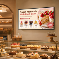 Pantalla LCD de Señalización Digital Comercial de 65 Pulgadas para Menús de Panadería y Cafetería, Montada en la Pared, con Cuatro Biseles Iguales, para Promoción de Menús