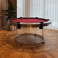 Table de billard ronde en verre trempé de luxe abordable, table de billard en acrylique transparent, livrée avec un ensemble complet d'accessoires