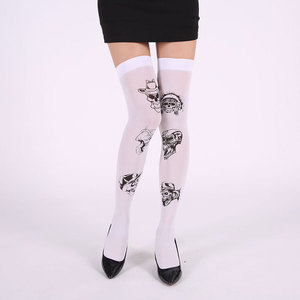 Calcetines Altos Hasta el <span class=keywords><strong>Muslo</strong></span> con Estampado de <span class=keywords><strong>Esqueleto</strong></span> para Mujer |   Opciones Personalizadas de Múltiples Colores |   Patrón de Hueso Novedoso |   Disfraces y Ropa para Fiestas de Halloween - Product Image 2