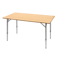 Table de camping pliable portable en bambou, table d'extérieur avec hauteur réglable, table de cuisine légère pour pique-nique, camping-car et voyages