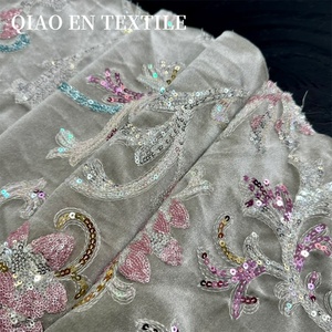 Nuevo estilo chino terciopelo pesado borracho otoño viento lentejuelas tela bordada para Tops vestidos hechos a mano trajes de boda para niños - Product Image 2
