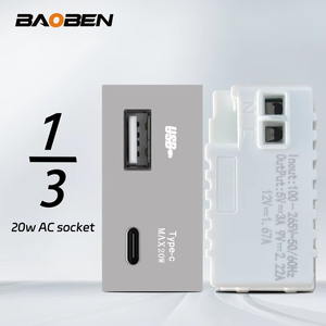 BAOBEN Module de fonction multifonctionnel pour panneau, prise standard, interrupteur, USB à charge rapide Type C, <span class=keywords><strong>clé</strong></span> DIY, 4*2 4*4, Gris - Product Image 6