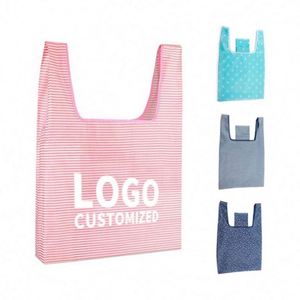 Custom Foldable Grocery Bags Eco-friendly Ripstop Reusable <b>Folding</b> Polyester Shopping Bag With Logo - Product Image 1