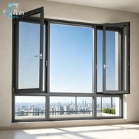 Ventanas Abatibles de Aleación de Aluminio OEM, Aislamiento Térmico, Impermeables, Insonorizadas, para Viviendas, Apartamentos, Edificios Comerciales, Venta al Por Mayor