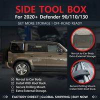 Boîte à outils latérale à fixer par boulons, compatible avec Land Rover New Defender L663 90 110 130 2020+, noir brillant avec graphique drapeau