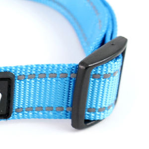 Collier pour animaux de compagnie en tissu nylon durable à double bande réfléchissante, motif uni, 2,5*46-50 cm, visibilité facile pour les promenades nocturnes - Product Image 3