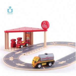 UDEAS Blocs de construction en bois colorés personnalisables pour enfants, vente en gros, <span class=keywords><strong>pas</strong></span> <span class=keywords><strong>cher</strong></span>, avec station-service et piste de jeu - Product Image 1