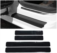 4 autocollants de logo UV pour voiture, protection de seuil de porte en vinyle, plaque de protection contre les rayures, bande de seuil de porte en fibre de carbone