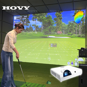 Simulateur de golf intérieur HOVY de grande taille avec projecteur interactif et écran d'impact <span class=keywords><strong>silencieux</strong></span> HD à double couche, parfait pour l'entraînement au swing - Product Image 5