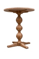 Table de bistrot vintage ronde en bois de pin, finition blanchie à la chaux, pour café