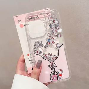 Étuis pour téléphone portable Hello Kitty Cartoon Cute Quick Sand Protective Shockproof pour Iphone 16 - Product Image 2