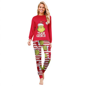 Pyjamas de Noël personnalisés Grinch pour toute la famille – Ensemble en polyester pour hommes, femmes et enfants – Vêtements de nuit – Dropshipping POD MOQ 1PC - Product Image 3