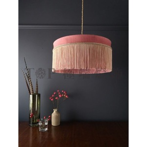 Lámpara de araña moderna de lino con borlas, redonda, E27, de bajo consumo, para sala de estar, restaurante, accesorio de iluminación de diseño. - Product Image 2