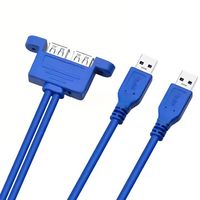 Câble de montage sur panneau double USB 3.0 Type A femelle vers 2xUSB 3.0 A mâle, câble d'extension haute vitesse
