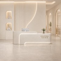 Comptoir de réception simple en MDF, minimaliste et moderne, pour salon de beauté, magasin de vêtements, institut de formation, ou caisse.