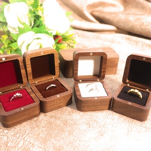 55mm Oval Vintage <b>Black</b> Walnut Handmade Engagement Wedding Ring <b>Box</b> Engraved Printing Velvet Lining Buckle Closure Valentine's - Product Image 4