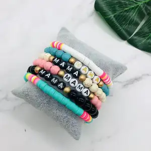 Lettre perlée MAMA bracelet fête des mères maman bracelet pierre naturelle cadeau Bracelet pour femme