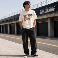 320GSM 100% gekamd katoen oversized race T-shirt heather grijs raceauto graphic custom logo OEM ODM casual sport T-shirt groothandel