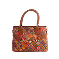 Tas Selempang Wanita Muli Mwai Retro Motif Kulit Kayu, Model Kotak, Fashionable, Serbaguna, Personal, Resleting, Bahan Poliester, Mewah Ringan