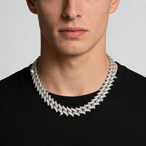 Collar Cubano con Incrustaciones de Diamantes de 16mm Estilo Hip-Hop y Brazalete de Cobre para Hombre, Joyería Exquisita, Venta al Por Mayor - Product Image 4