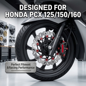 จานเบรกแบบลอยตัวประสิทธิภาพสูงสำหรับ <span class=keywords><strong>Honda</strong></span> PCX 160 <span class=keywords><strong>150</strong></span> 125  อะลูมิเนียม CNC สแตนเลส  จานเบรกหน้าแบบเวฟ  สำหรับการปรับแต่ง - Product Image 5