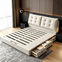 Lit capitonné en tissu italien moderne, lit king-size ou queen-size avec tiroirs de rangement latéraux pour la chambre à coucher