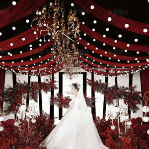 1M Đám Cưới Đàn Hồi Vải Trần Sợi Rèm Trang Trí Hàn Quốc Phong Cách Hội Trường Đám Cưới Sân Khấu Hàng Đầu Nổi Khách Sạn Đám Mây Đám Cưới Vải - Product Image 2