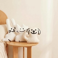 Minimalistisches Linienzeichnungs-Tierkissen in Hasen-, Katzen- und Hundeform, Weiches Weißes Plüschkissen für Sofa und Schlafzimmer-Dekoration