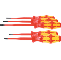 Jeu de tournevis d'électricien Wera 5 pièces entièrement isolés, manche en plastique, têtes plates et cruciformes, OEM disponible pour travaux électriques