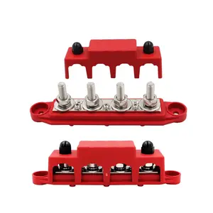 Automatic Marine Electric Busbar with 4 M8/10 stud posts for Battery Power Distribution Terminal Block Copper With cover