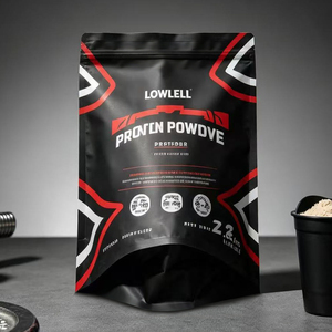 Custom Printed Black Aluminum Foil Stand Up Zipper Pouch for 500g 1000g Whey <b>Protein</b> Powder Supplement - Product Image 4