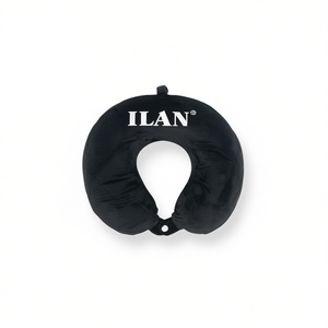 Cuscino da viaggio ILAN con supporto cervicale viscoelastico per viaggi in aereo, auto, autobus, comodo cuscino per dormire, nero - Product Image 2