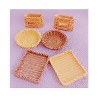 100 pièces DIY Miniature Maison de poupée Panier à pain de simulation Petit plateau en bambou Modèle pour accessoires de décoration de jardin féerique et de poupées