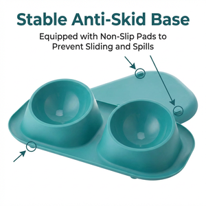 Gamelle double économique pour chats et chiens, en plastique PP écologique, légère, antidérapante, pour l'alimentation - Product Image 3